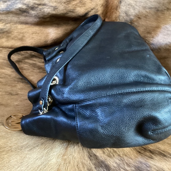 Michael Kors Black Pebbled Leather Slouch Gather Shoulder Handbag - Picture 4 of 10